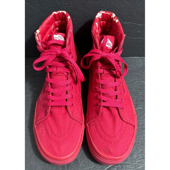 Vans Sk8-Hi 'Mono Red' Unisex Skate Shoe Men's Sz 9 or Women's Sz 10.5 - Picture 2 of 10